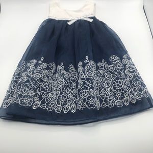 Toddler girl  white and blue dress 24m